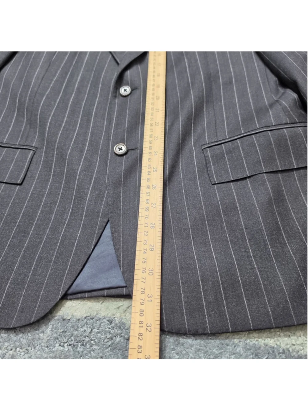 Polo Ralph Lauren Blazer Mens 40R Gray Pinstripe Worsted Union Made In Italy
